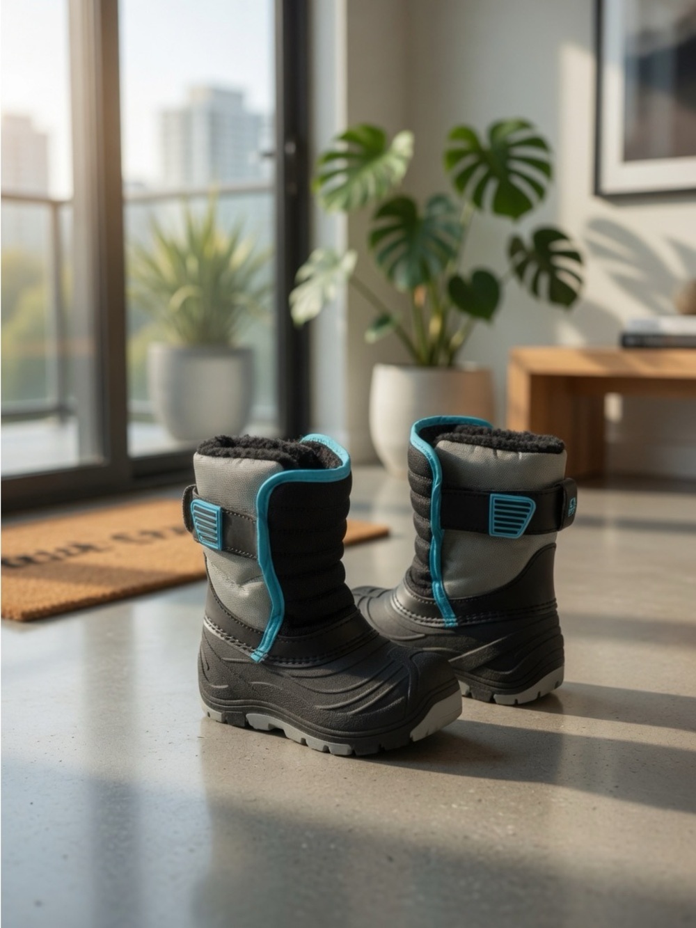 Falls Creek Kids Black and Blue Winter Boots Size 5